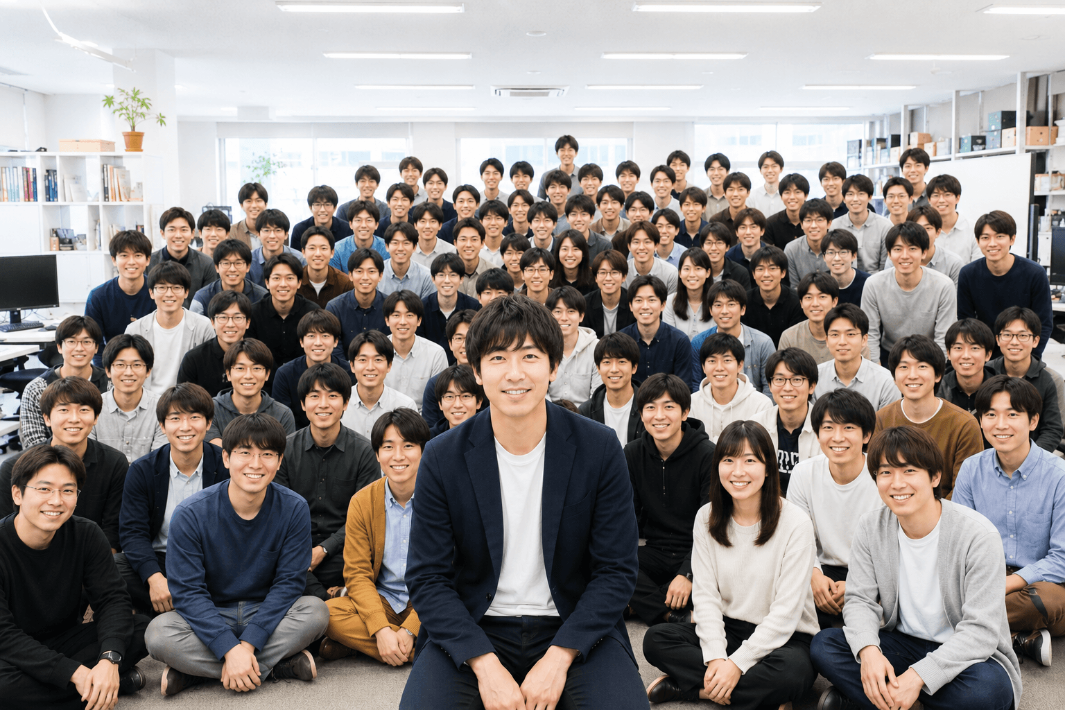 サカイトオル研究室のメンバー集合写真（総勢75名超）